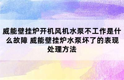 威能壁挂炉开机风机水泵不工作是什么故障 威能壁挂炉水泵坏了的表现处理方法